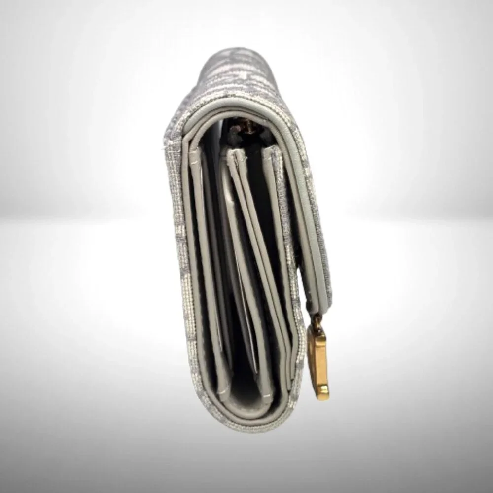 Dior Saddle Lotus Wallet in Gray Oblique Jacquard - New